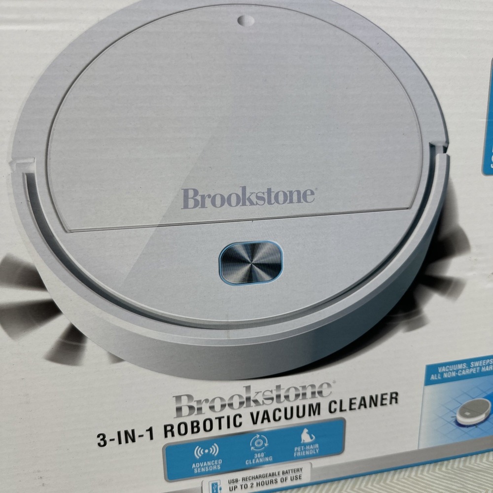 Brookstone Robotic Vacuum Cleaner 3 In 1 Designed For Hard Surfaces Sweeps Dusts